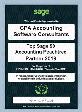 CPA Accounting Software Consultants is awarded by Sage Asia to be The Top Sage 50 Peachtree Partner in Hong Kong